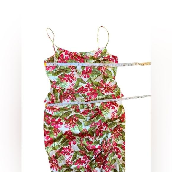 AMUR Womens Dress Deborah Tropical Floral Print Midi Ruffle High Low Size 10 - Picture 10 of 16